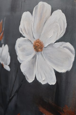 White Blossoms on Charcoal Oil Painting — photo 3