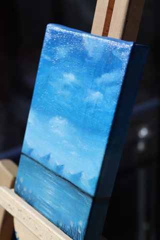 Blue Mountain Lake Mini Landscape Oil Painting — photo 3