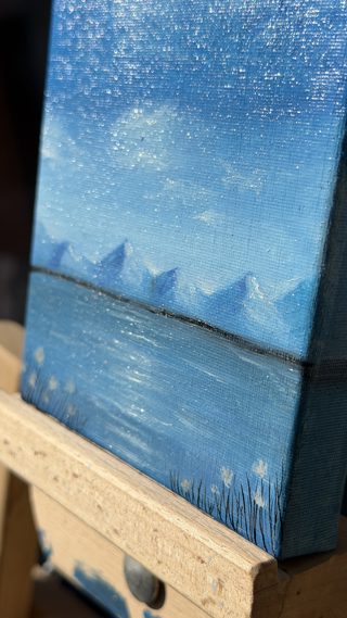 Blue Mountain Lake Mini Landscape Oil Painting — photo 2