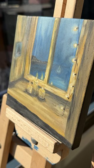 Candlelit Window Mini Oil Painting — photo 2