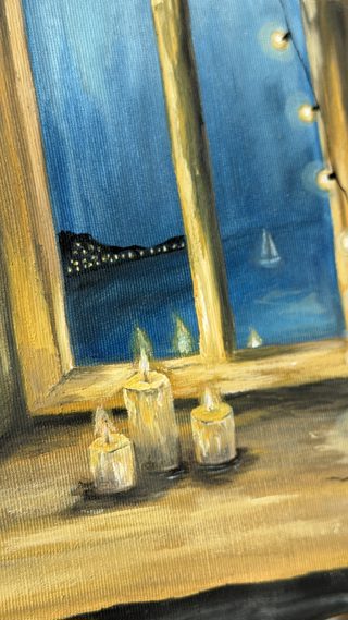 Candlelit Window Mini Oil Painting — photo 3