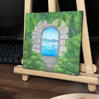 Mediterranean Archway to the Sea Mini Oil Painting — photo 3