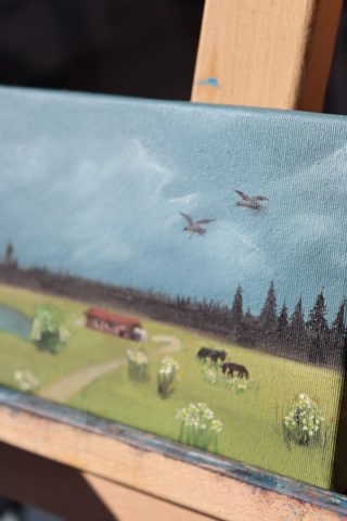 Countryside Cottage Mini Landscape Oil Painting — photo 2