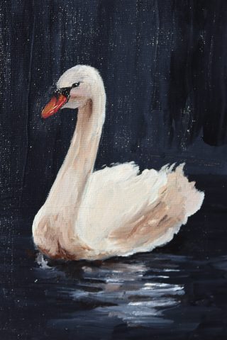 White Swan Mini Oil Painting — photo 4