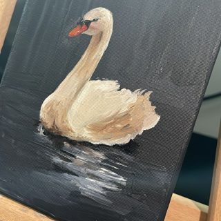 White Swan Mini Oil Painting — photo 2