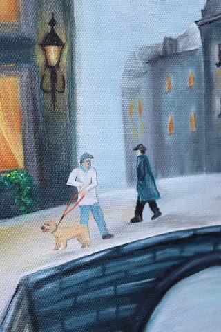 European Old Town Canal at Dusk Cityscape Oil Painting — photo 4