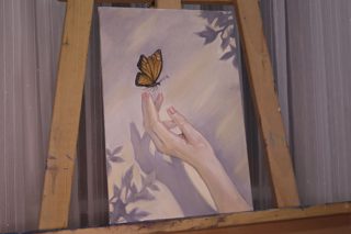 Monarch Butterfly at the Fingertips Oil Painting — photo 5