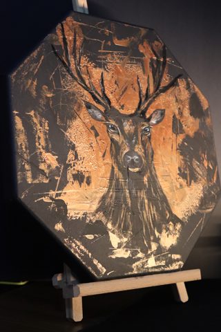 Metallic Stag Deer Oil Painting — photo 2