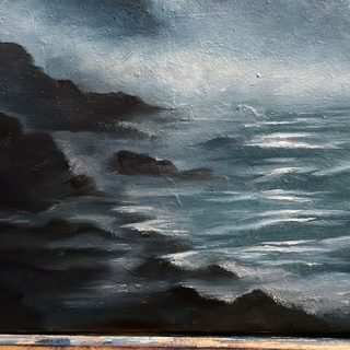 Misty Castle by the Sea with Sailing Ship Seascape Oil Painting — photo 7