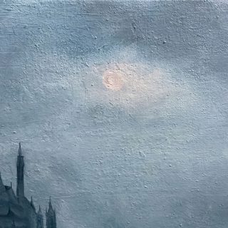 Misty Castle by the Sea with Sailing Ship Seascape Oil Painting — photo 6