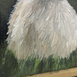 White Rabbit in a Meadow Mini Oil Painting — photo 2