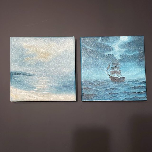 Seascape Diptych — Set of 2 Mini Oil Paintings