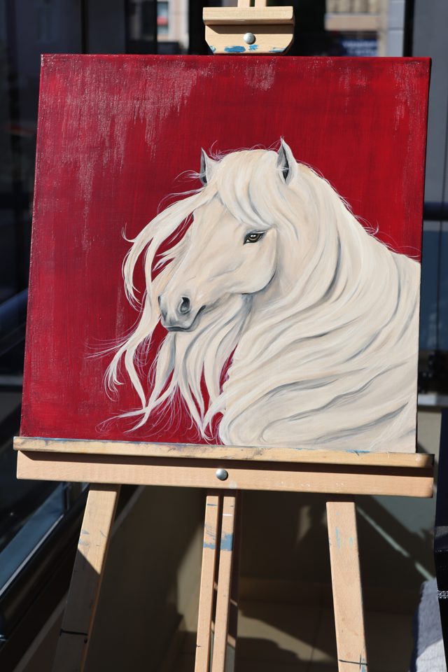 White Horse Head Portrait Oil Painting