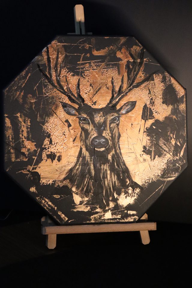 Metallic Stag Deer Oil Painting